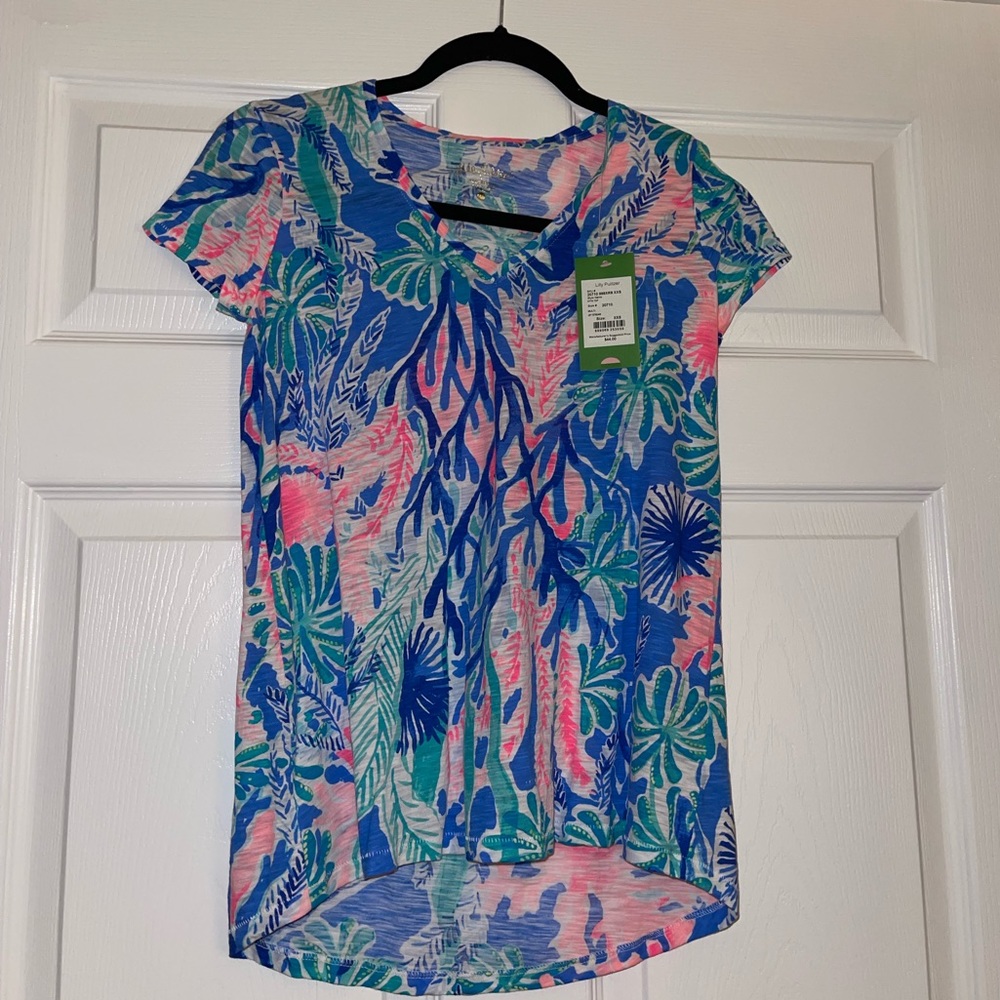 NWT lilly pulitzer etta v neck top jet stream multi xxs